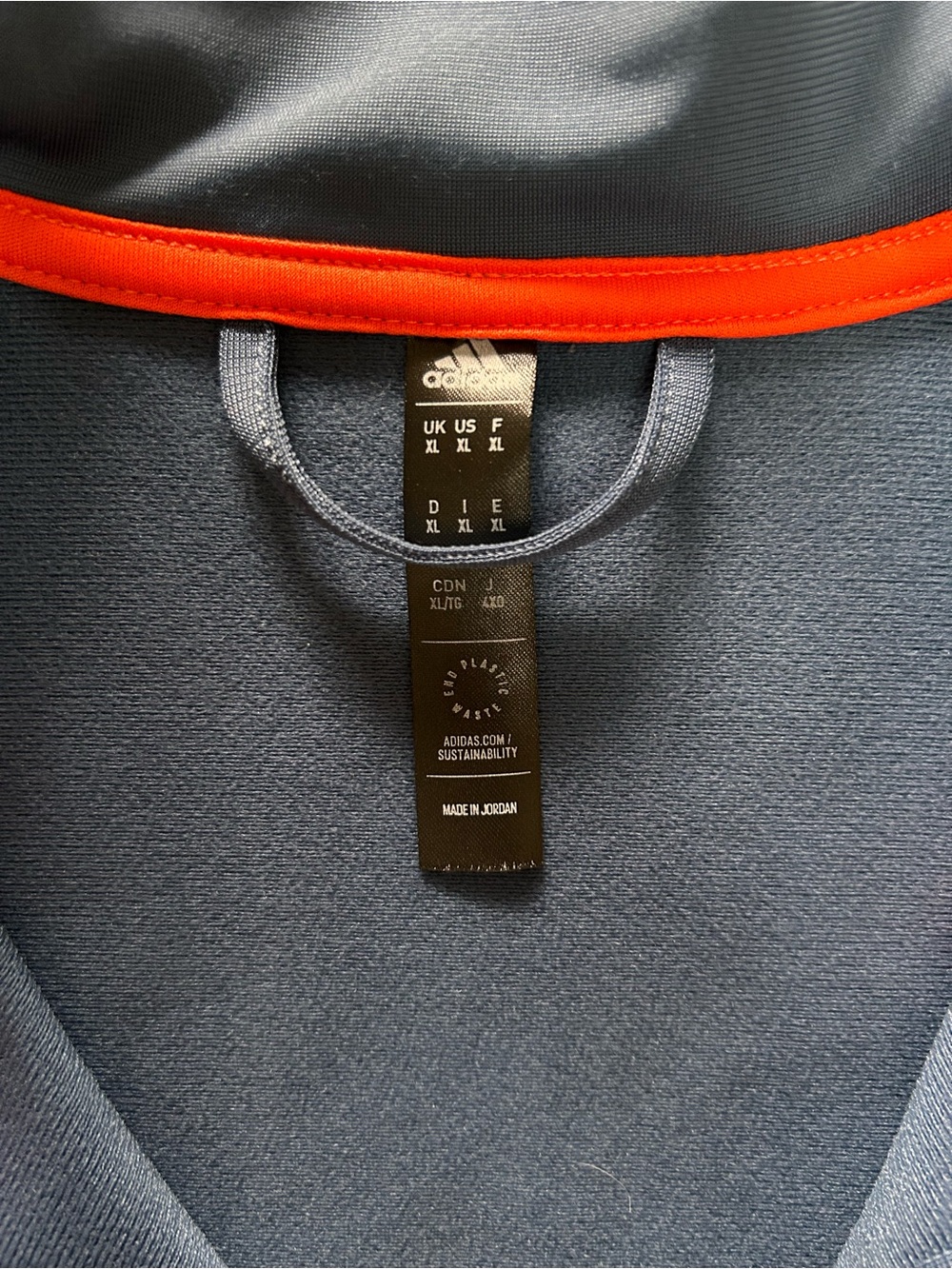 adidas Men’s Slate Blue Track Jacket with Orange Trim - Picture 3 of 6